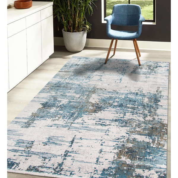 17 Stories Abstract Blue Area Rug Wayfair